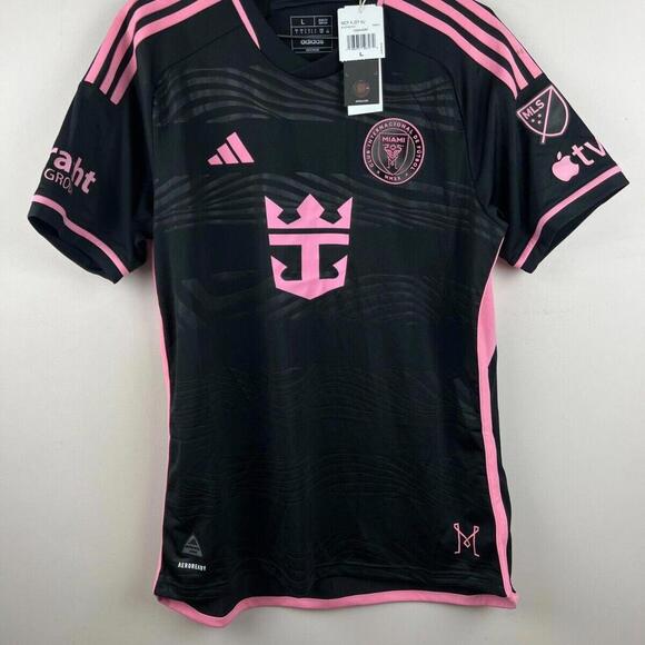 Adidas Inter Miami CF Away Jersey 23/24 Mens Large  Logo Black Pink NWT - Picture 1 of 8